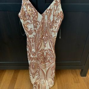 Fashion Nova Rose Gold Sequin Dress